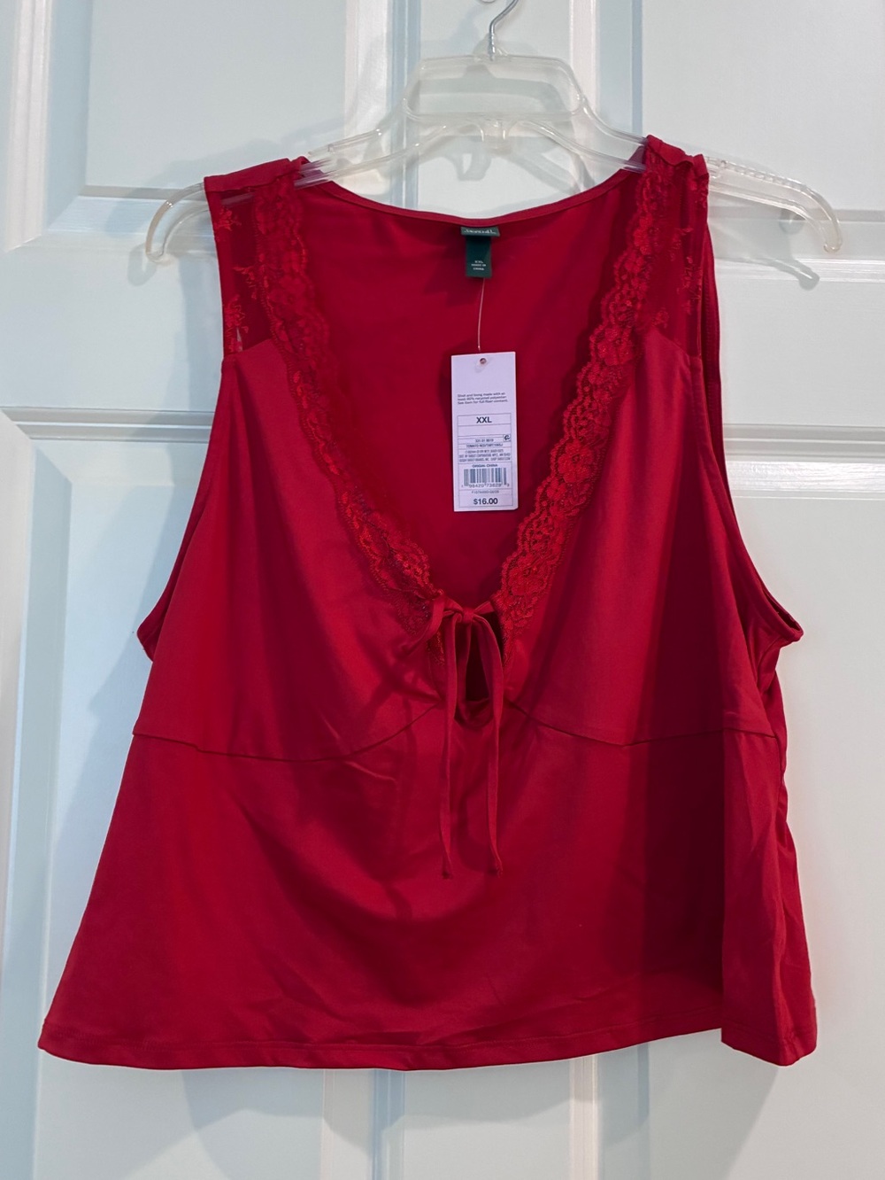 wild fable Red Lace-Trim Tank Top